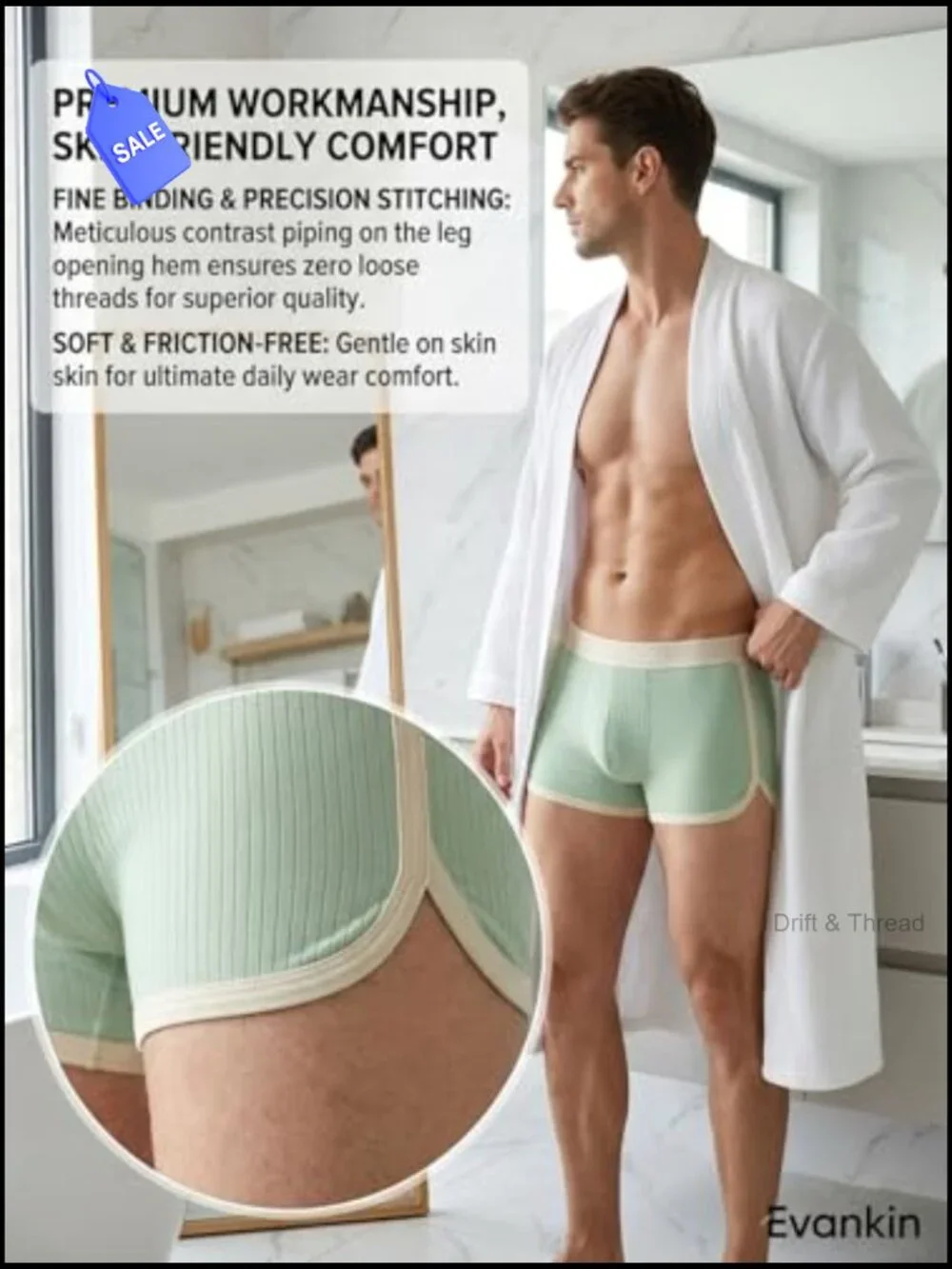 Men's Boxer Briefs 3 Pack Ribbed Knit Quick Dry Trunks Breathable Underwear